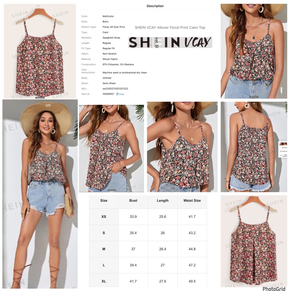 Shein 2XL plus size floral vcay cami NEW